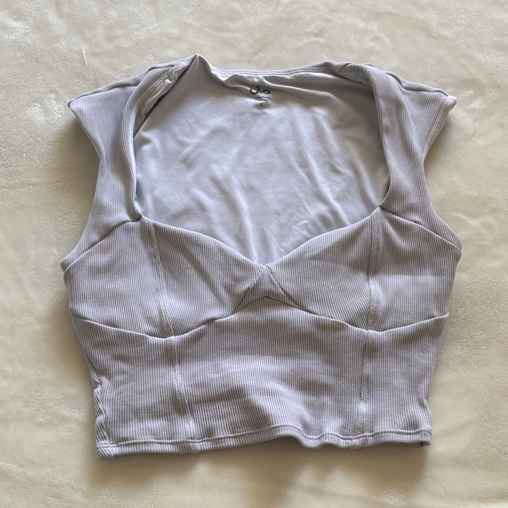 ALO Yoga Light Gray Ribbed Tank Top